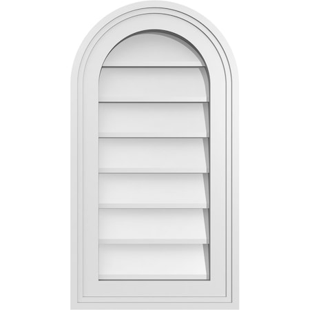 Ekena Millwork Round Top Surface Mount PVC Gable Vent w/ 2"W x 1-1/2"P Brickmould Frame, 12"W x 22"H GVPRT12X2202SN
